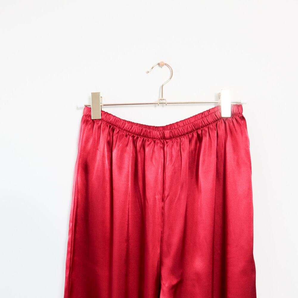 Vintage Red Satin Pull On Pants Straight Leg Small - Picture 3 of 7